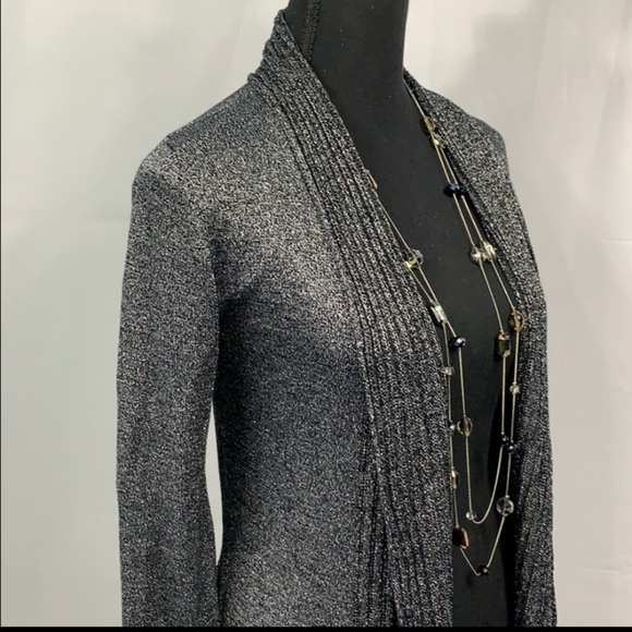 Belldini Plus Size Metallic Silver Cardigan - 2X - Picture 5 of 9